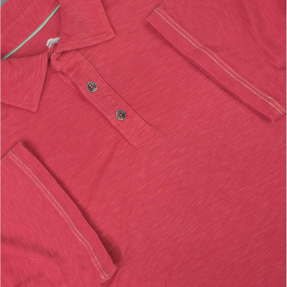 Tommy Bahama Polo Shirt Mens Large Red Tencel Blend Slub Knit Soft Casual